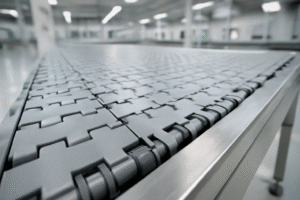 جزئیات تسمه نقاله مدولار با ماژولهای پلاستیکی و سیستم انتقال مواد در کارخانه